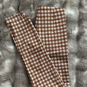 Dynamite Tan and White Gingham Pants